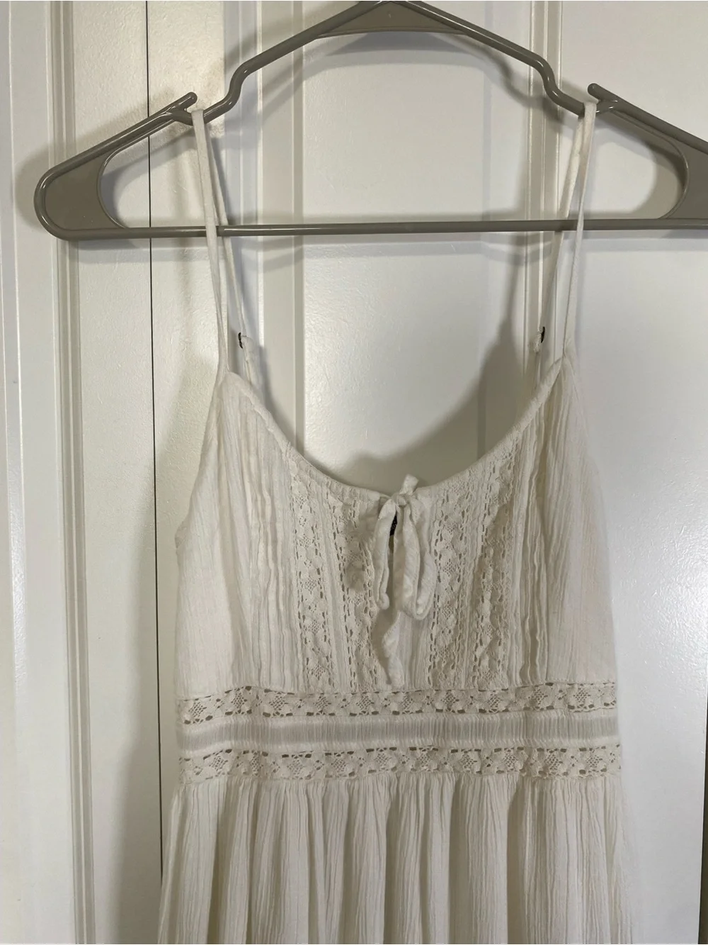 Abercrombie & Fitch Lace-Trim Smocked Tiered Maxi Dress